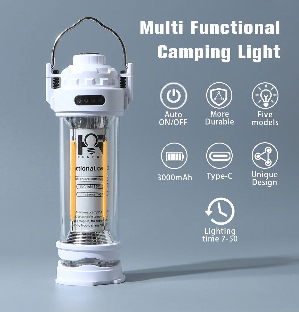 DOTWISE 3000mAh Retro Portable Camping Lantern – Waterproof Outdoor Tent Light